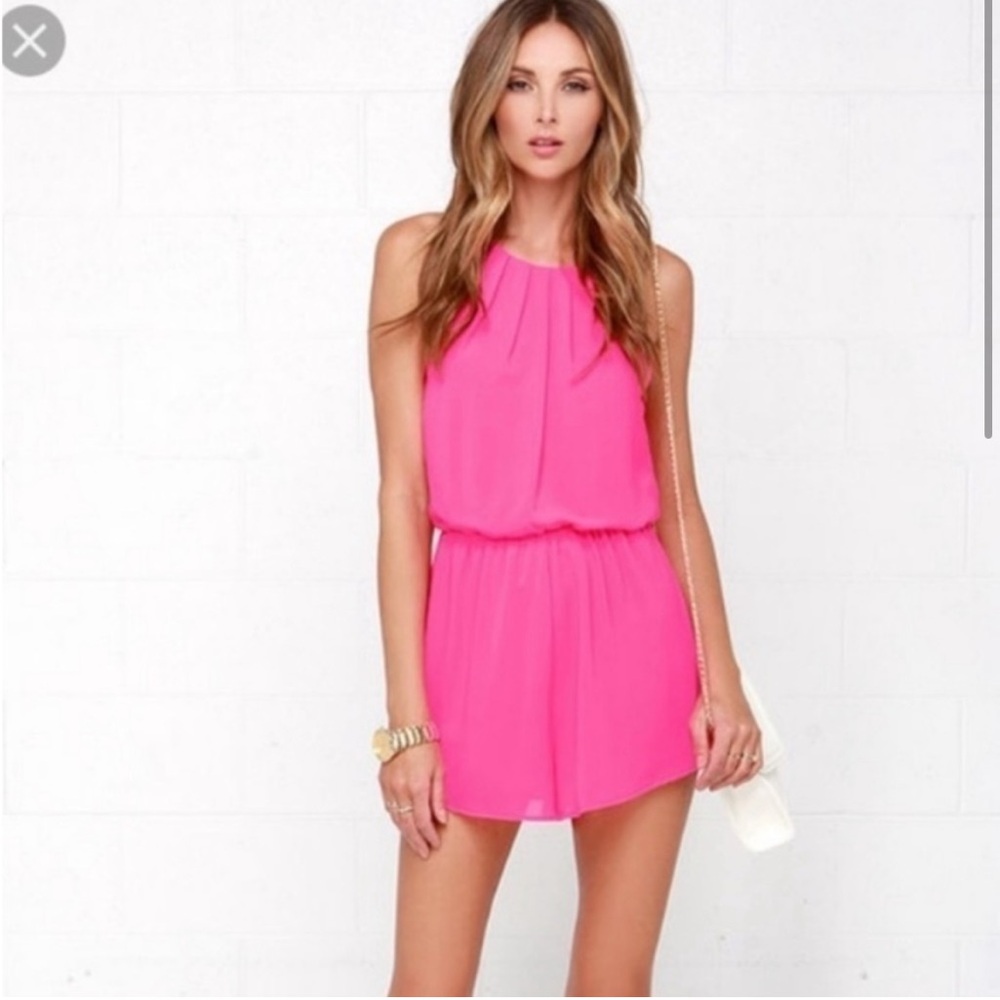 Lush Hot Pink Backless Romper size Large